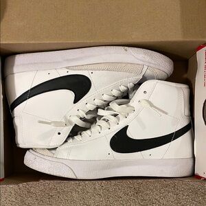 Nike White and Black High-Top Sneakers